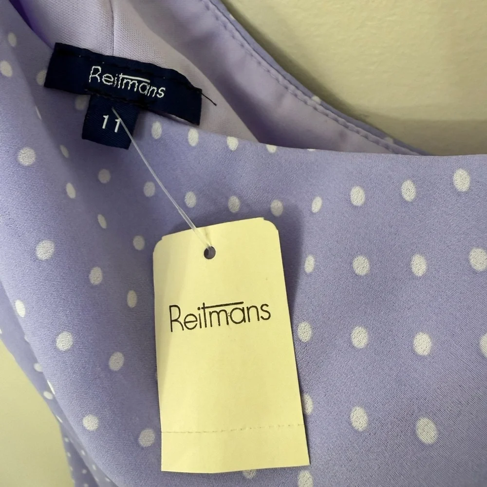 Reitmans Lilac One-Shoulder Polkadot Dress - Picture 9 of 12